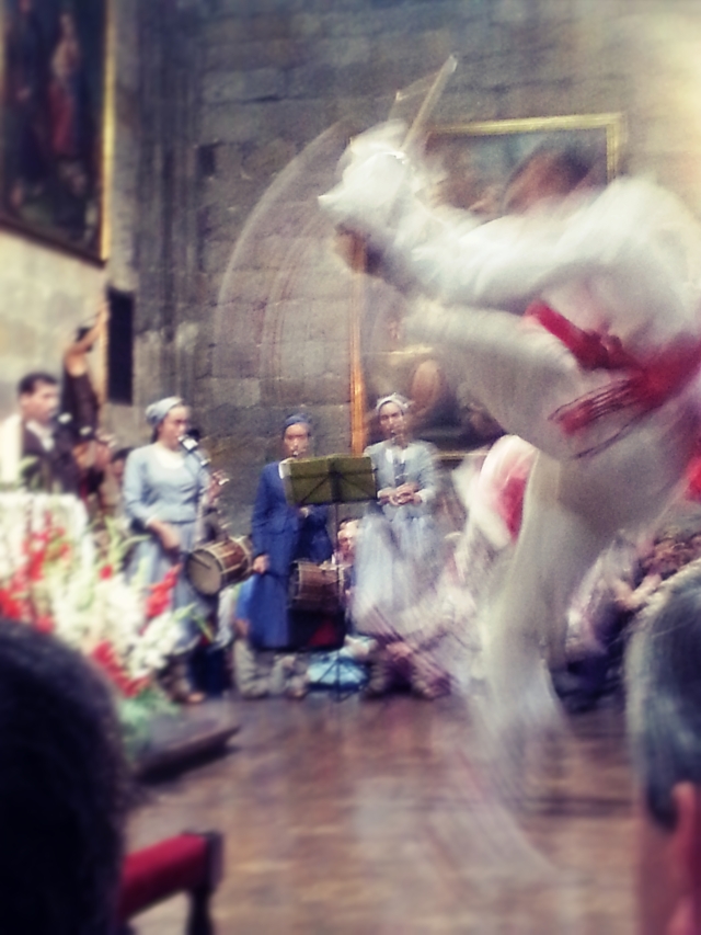 Dantza, traditional Basque dance, performed at the Basílica de Nuestra Señora de Begoña